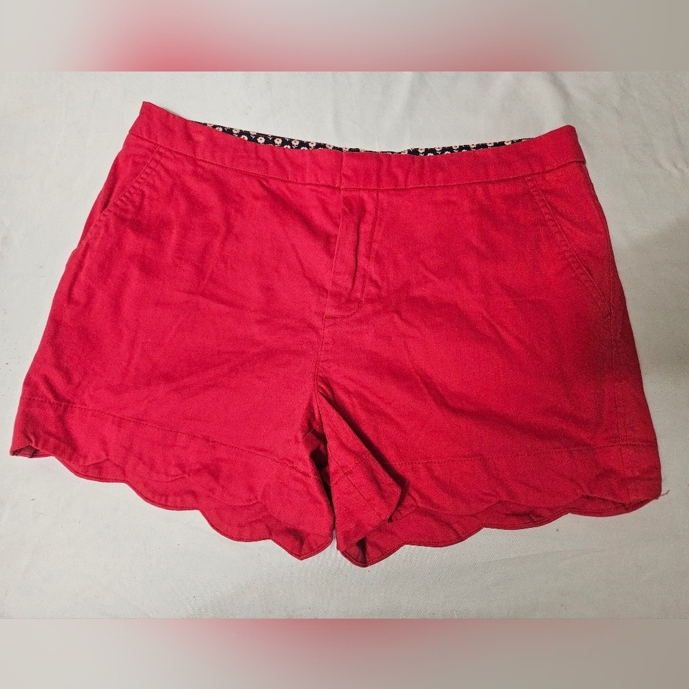 Cynthia Rowley Vibrant Red Scallop Trim Shorts Size 6!